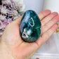 Moss Agate Druzy Carved Egg On Stand 7cm