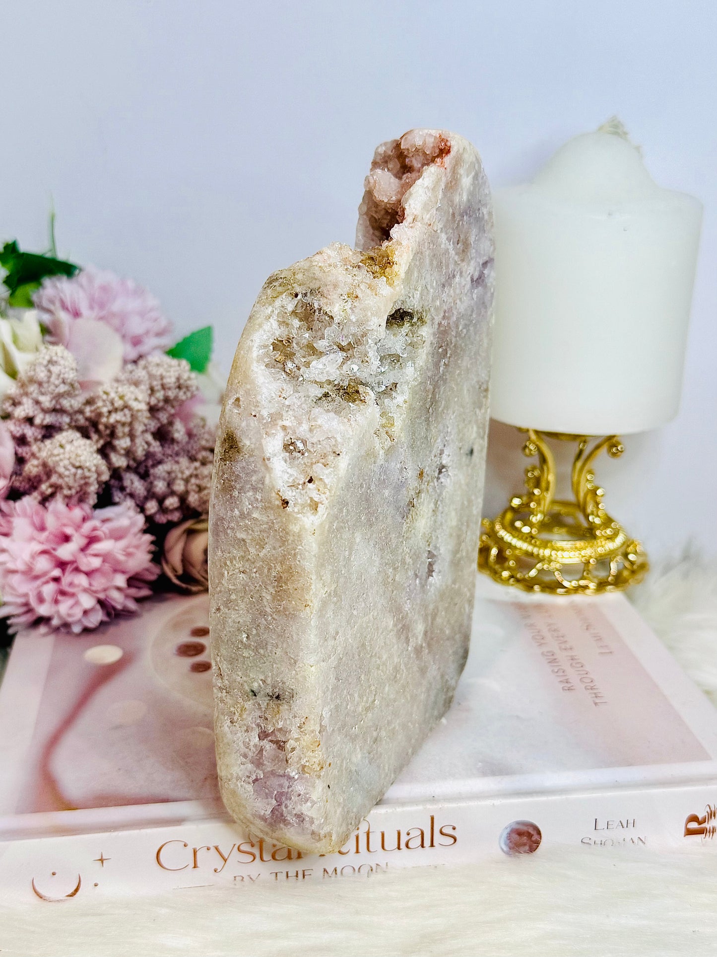 Large Natural Druzy Pink Amethyst Freeform | Slab 17cm 1.04KG