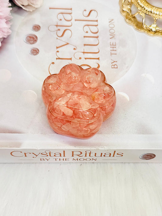 Beautiful Rose Quartz Filled Resin Paw