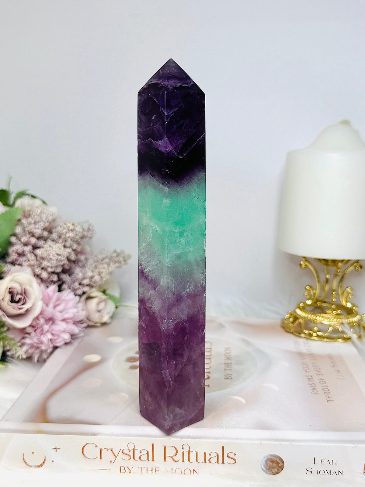 Large High Grade Watermelon Fluorite Tower 18cm