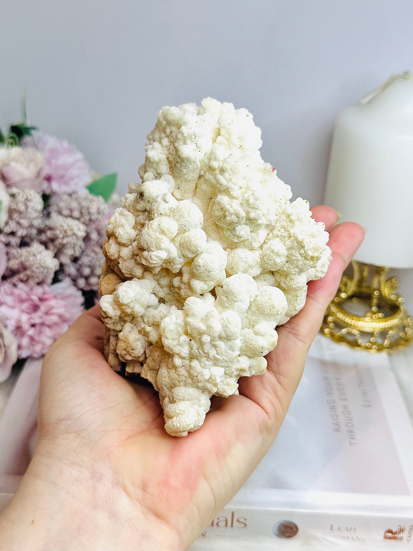Natural Large White Aragonite | Cave Calcite Cluster Specimen 11cm 587g