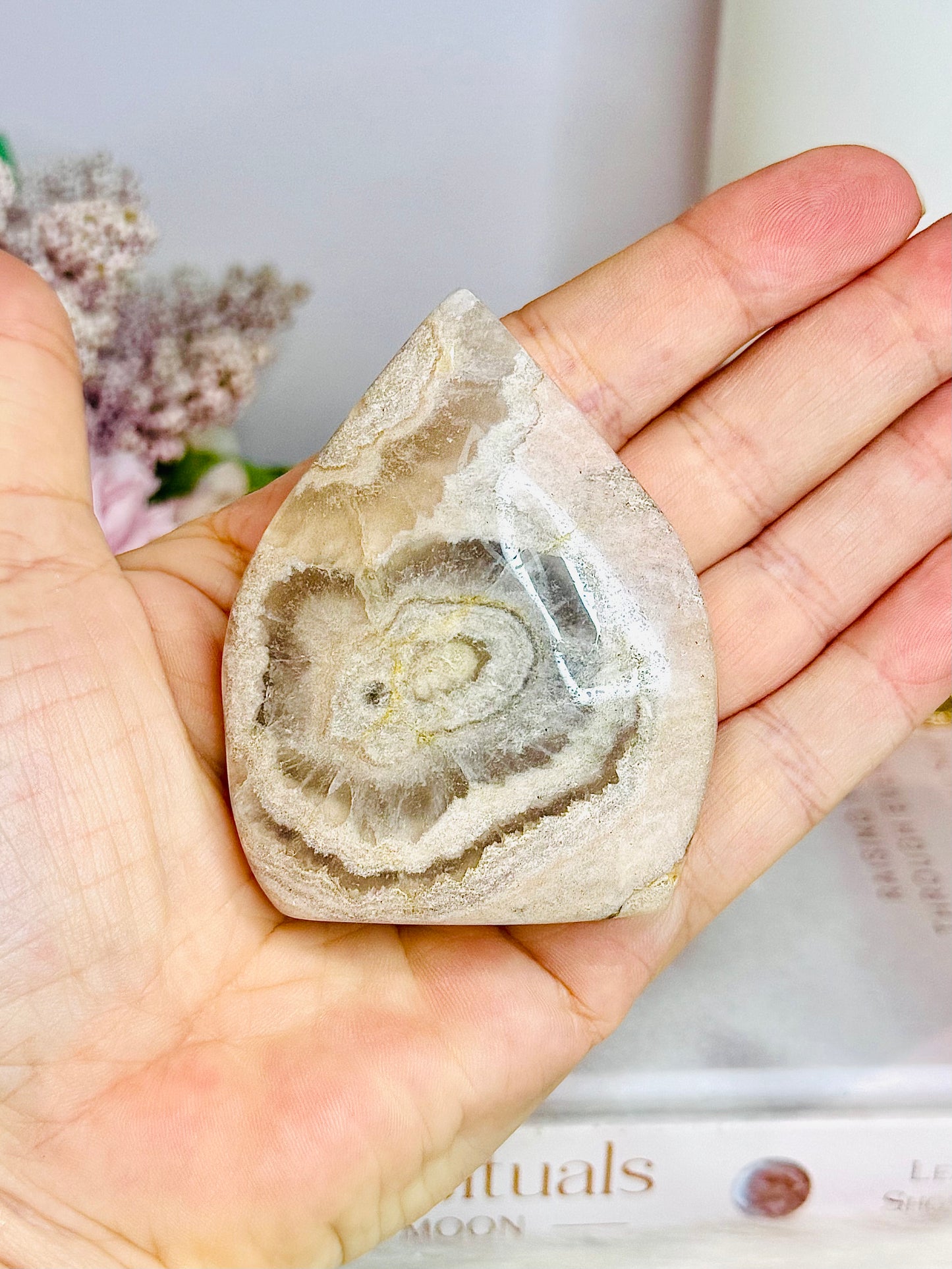 Flower Agate Carved Freeform | Flame 7cm