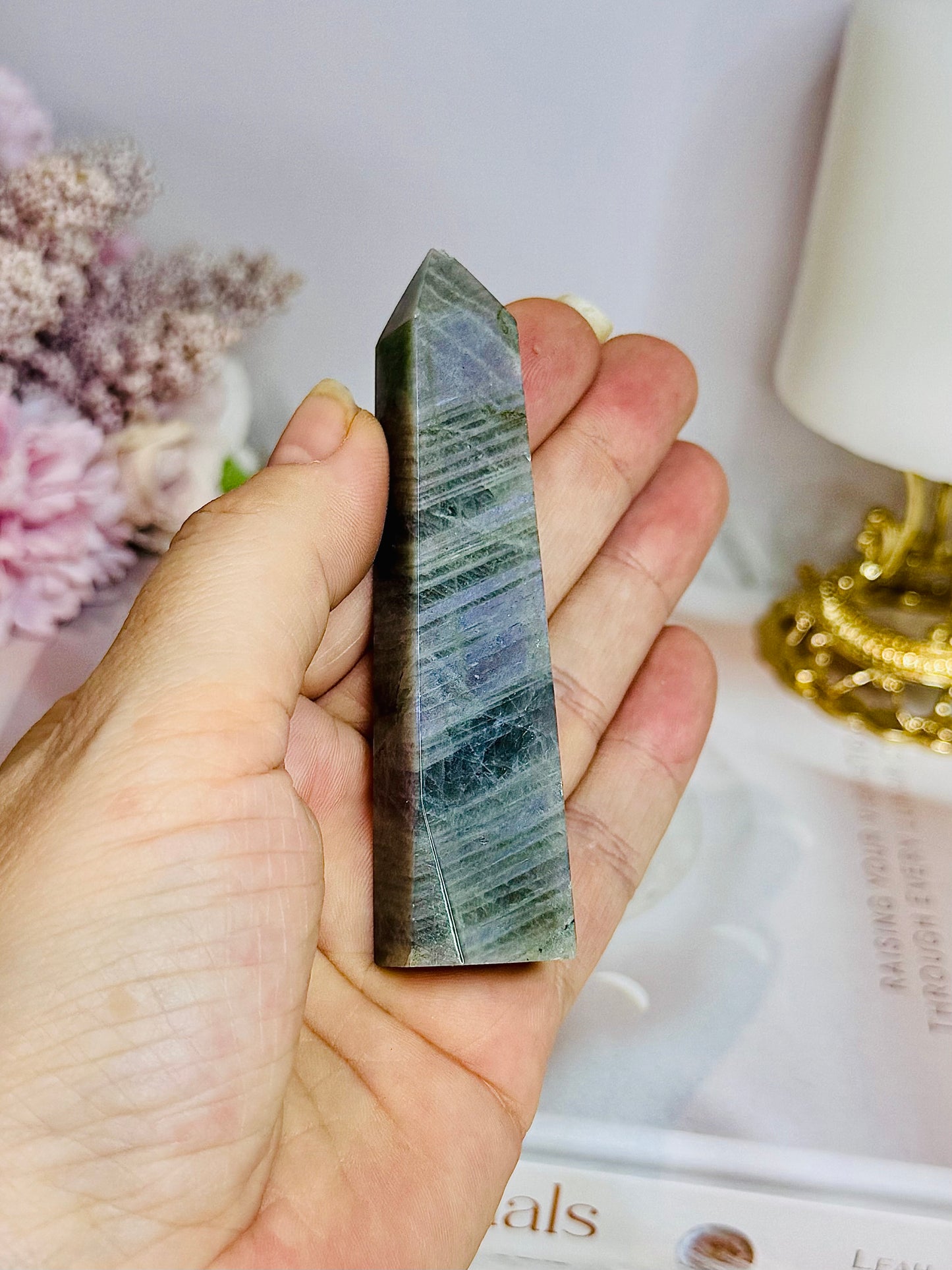 Labradorite Purple Flash Tower 9cm