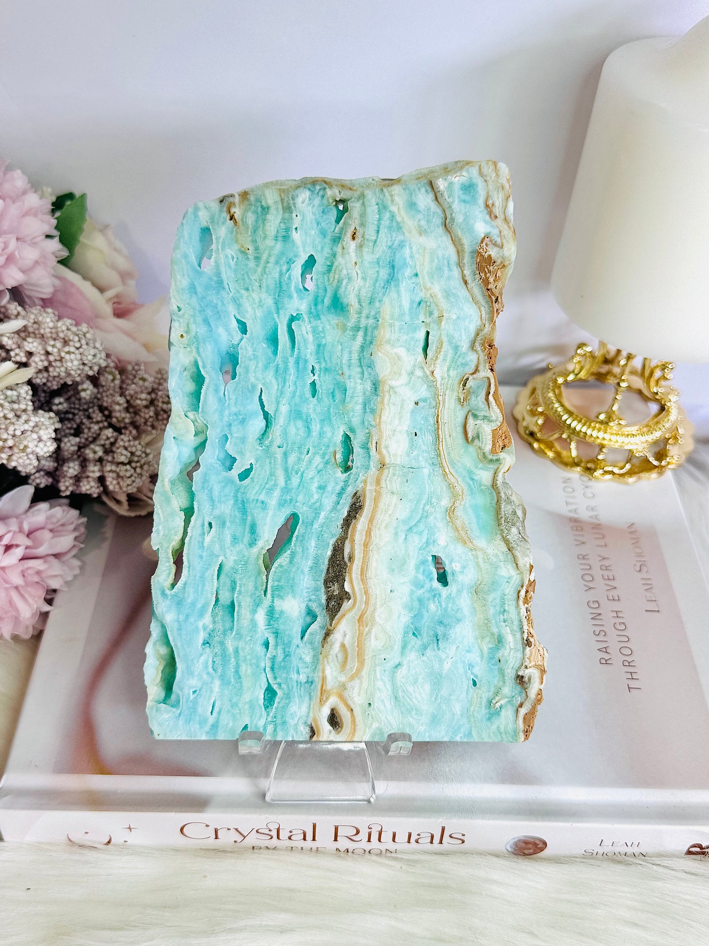 High Grade Incredible 15.5cm x 11cm Natural Blue Aragonite Slab