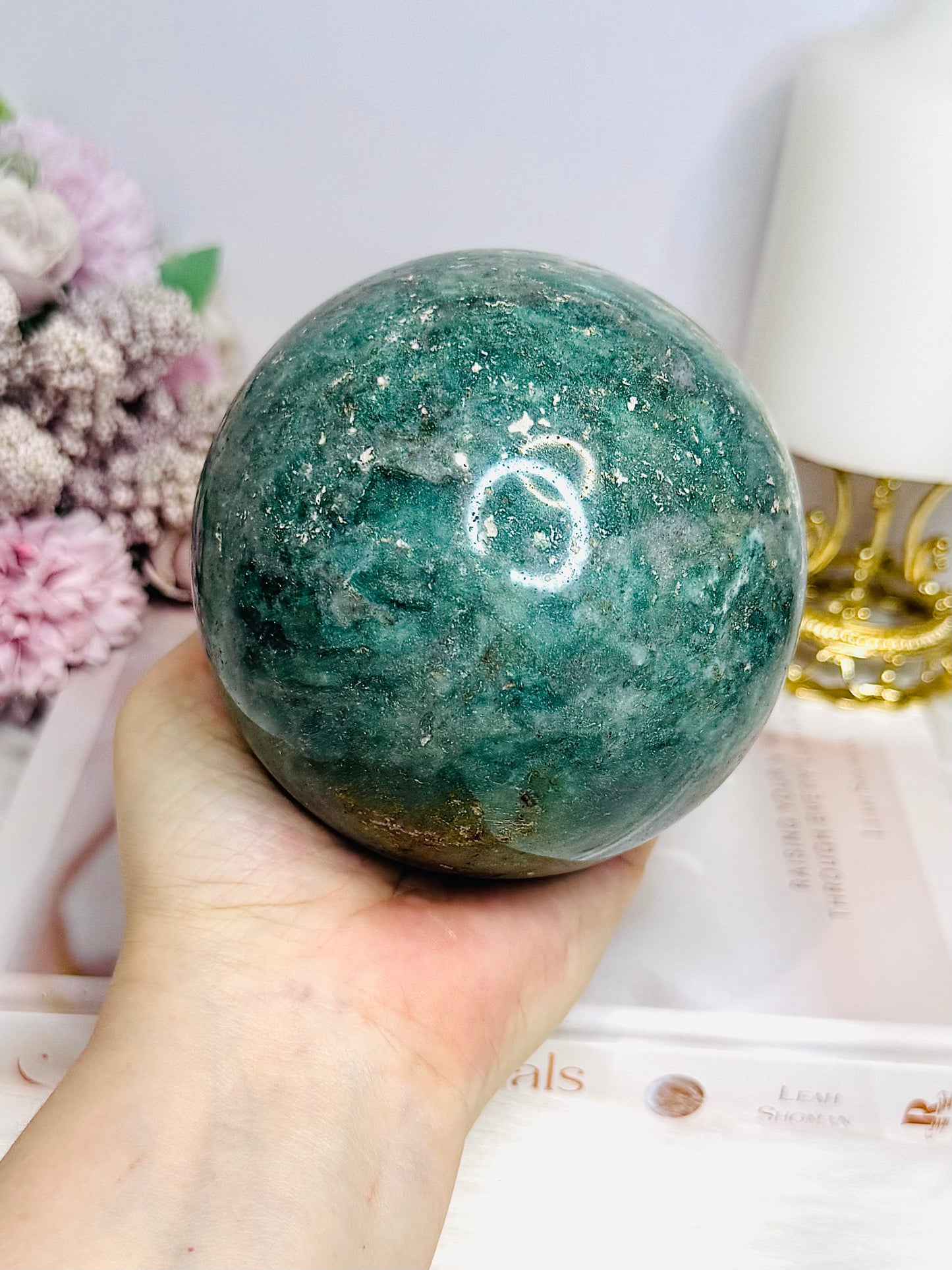 Large Ocean Jasper Sphere On Stand 1.19KG