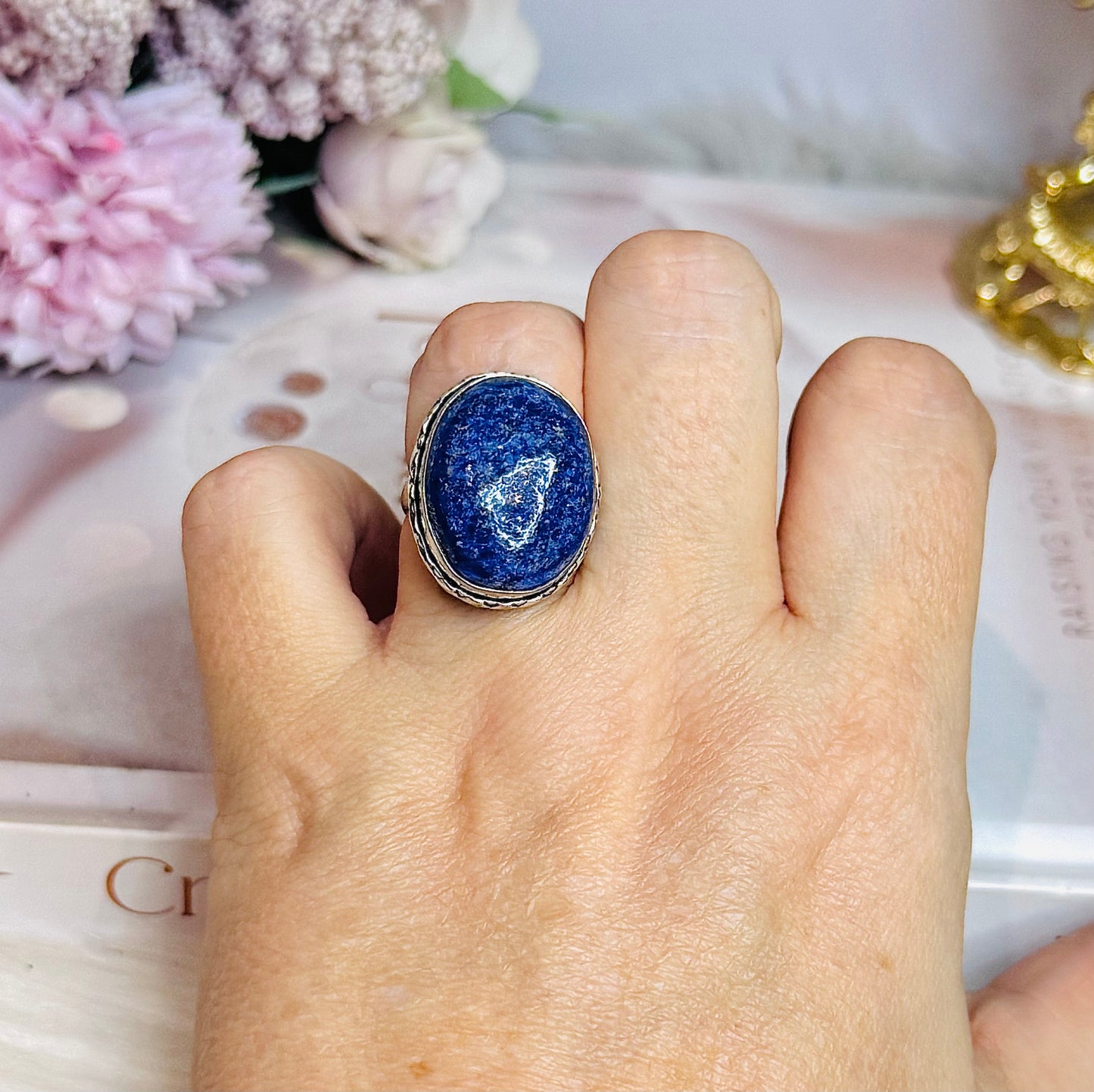 Adjust Lapis Lazuli Silver Ring in Gift Bag