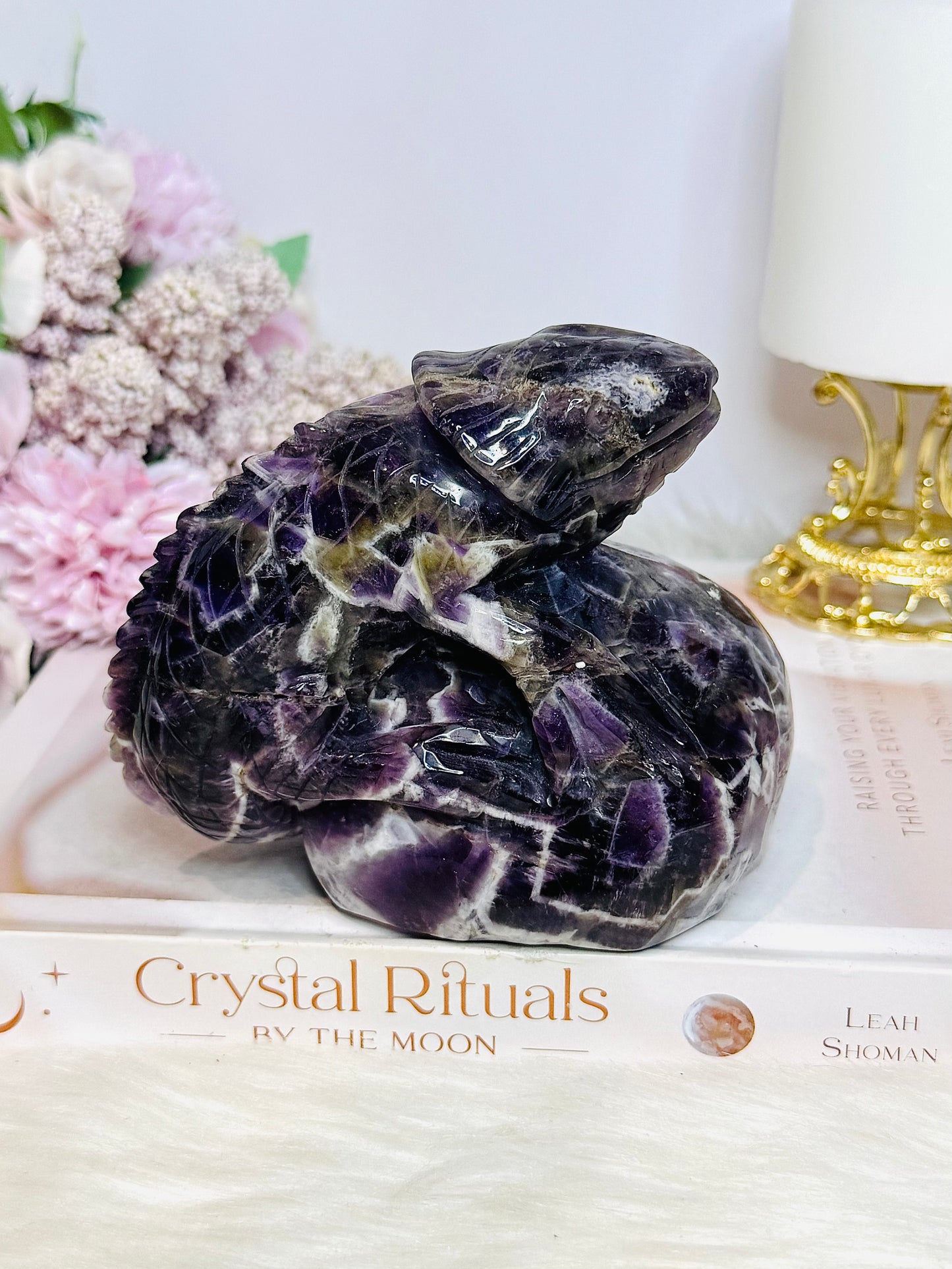 Large Chevron | Dream Amethyst Carved Lizard 11cm 793g