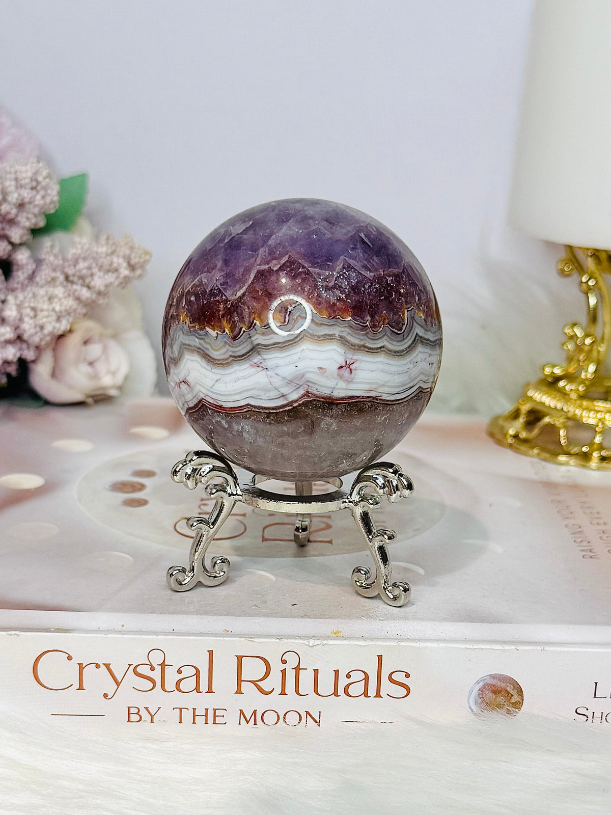 Large Crazy Lace Agate Sphere on Stand 293g