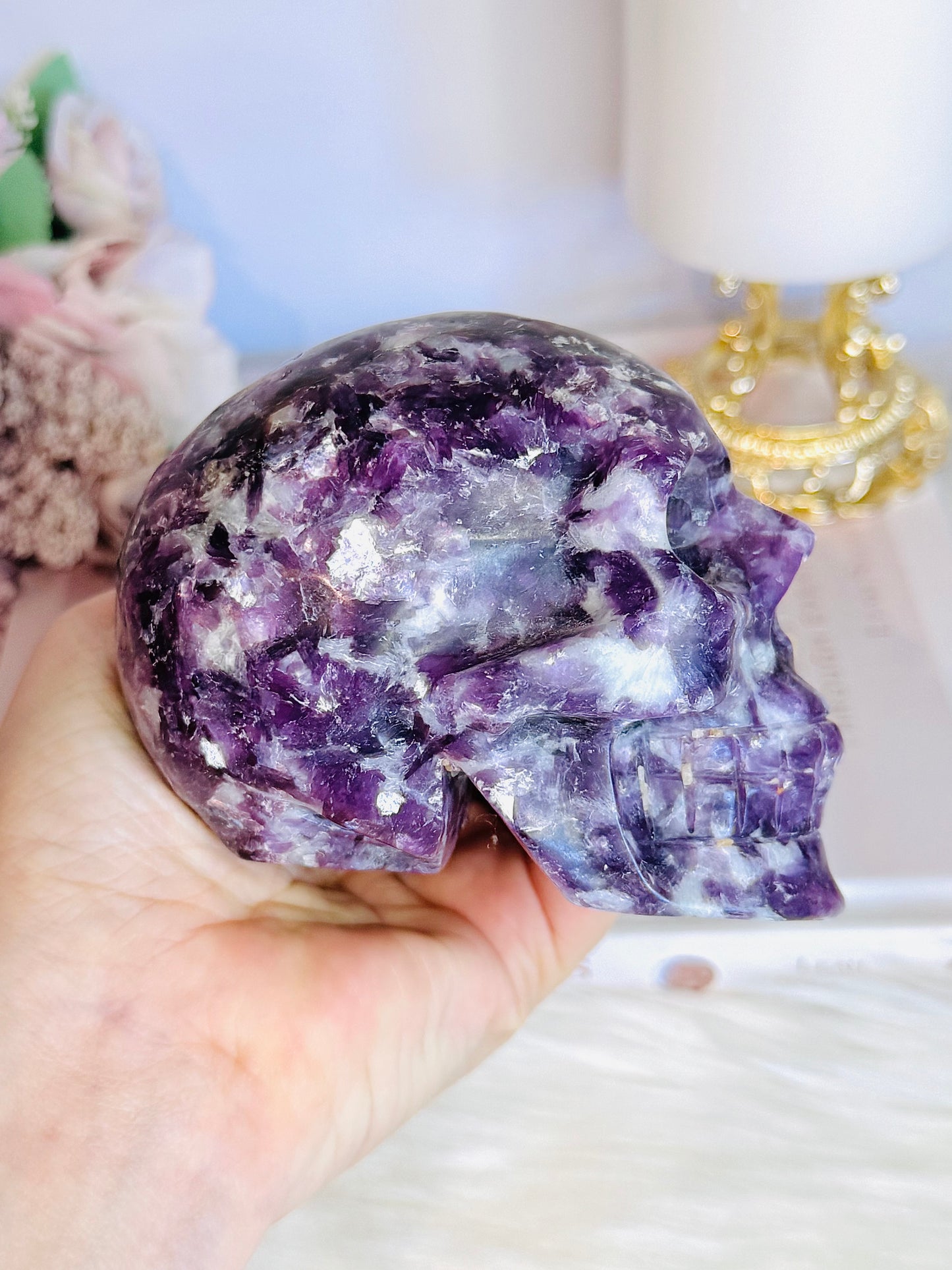 Large Lepidolite | Purple Mica High Grade Skull 694g