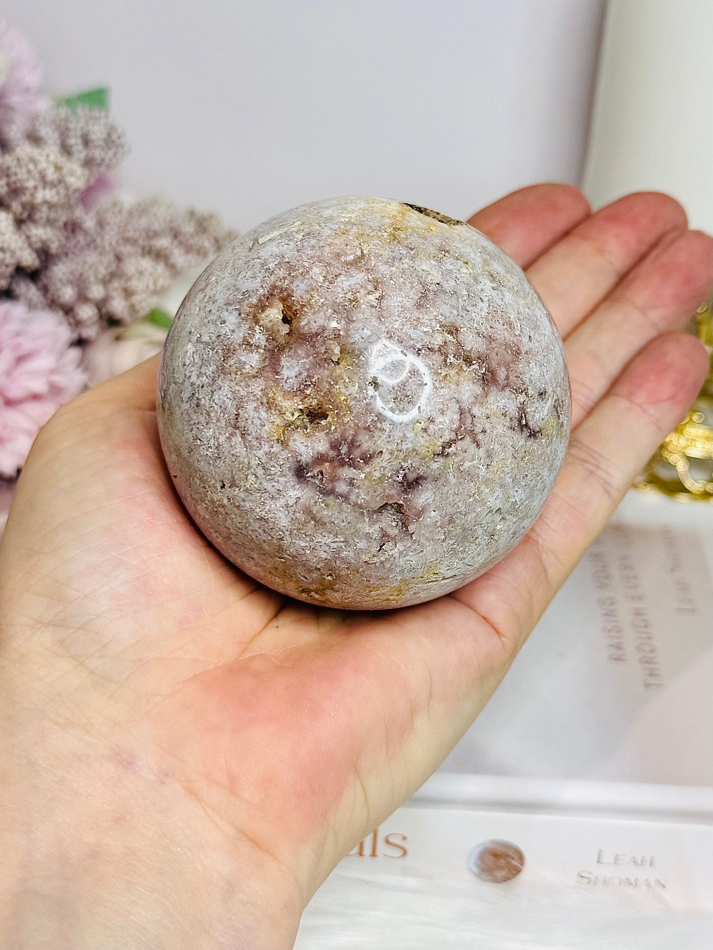 Pink Amethyst Sphere on Stand 417g