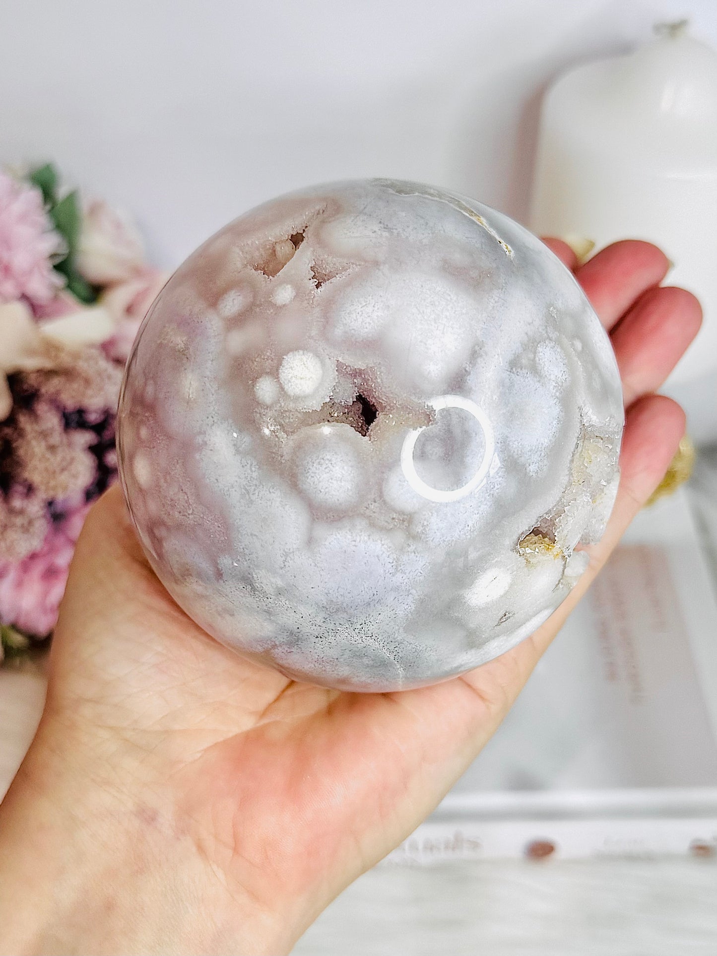 Perfect Large 1.04KG Perfect Sugar Druzy Pink Amethyst Sphere on Stand