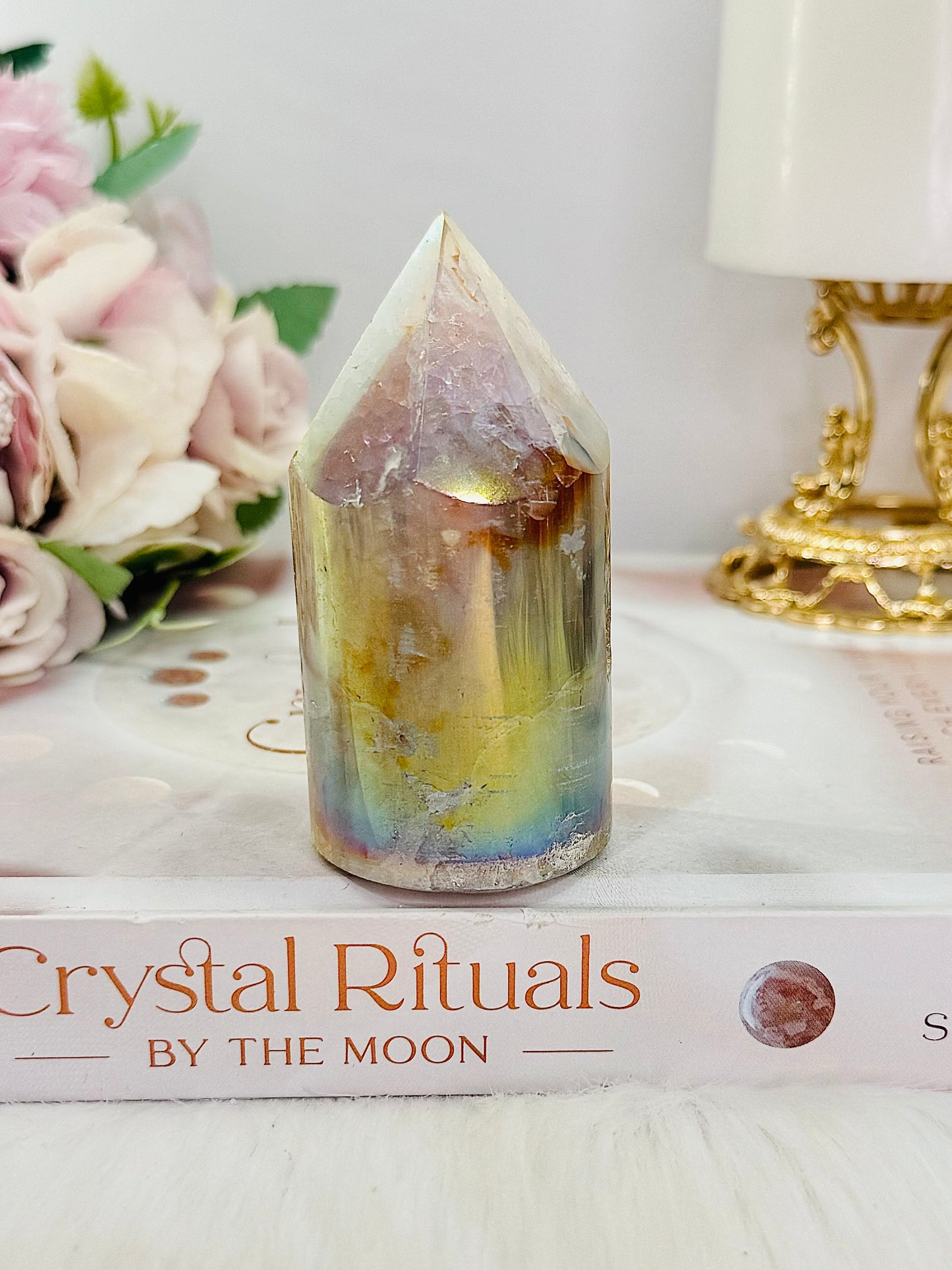 Gorgeous 8cm Angel Aura Druzy Agate Cylinder | Tower