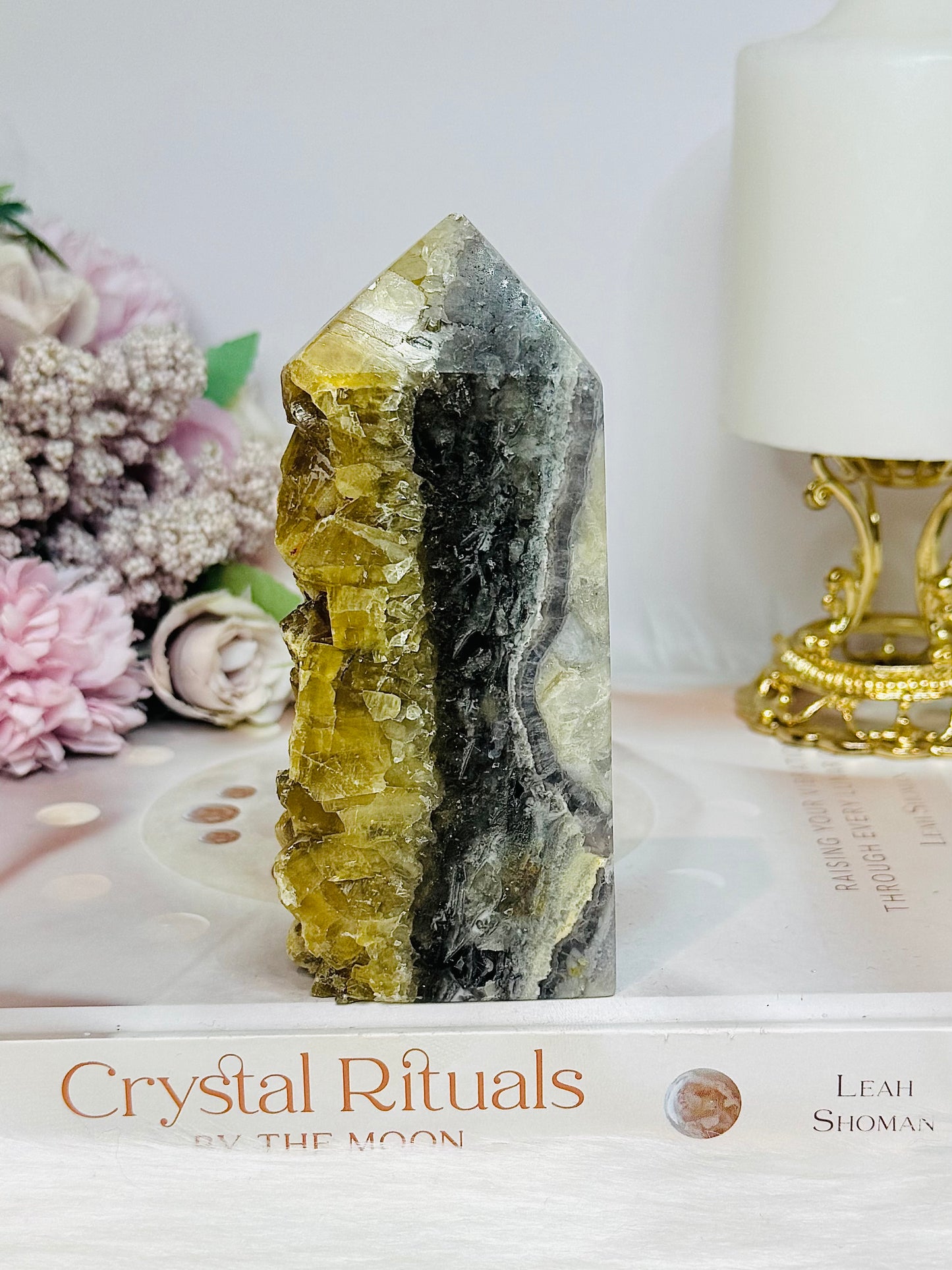 Fluorite X Pyrite Druzy Tower 11.5cm 448g