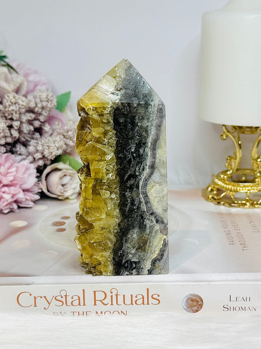 Fluorite X Pyrite Druzy Tower 11.5cm 448g