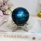 Large Blue Flash Labradorite Sphere On Stand 277g