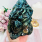 Full of Flash Huge 1.2KG 17cm Tall Labradorite Carved Sea Life With An Octopus & Turtle