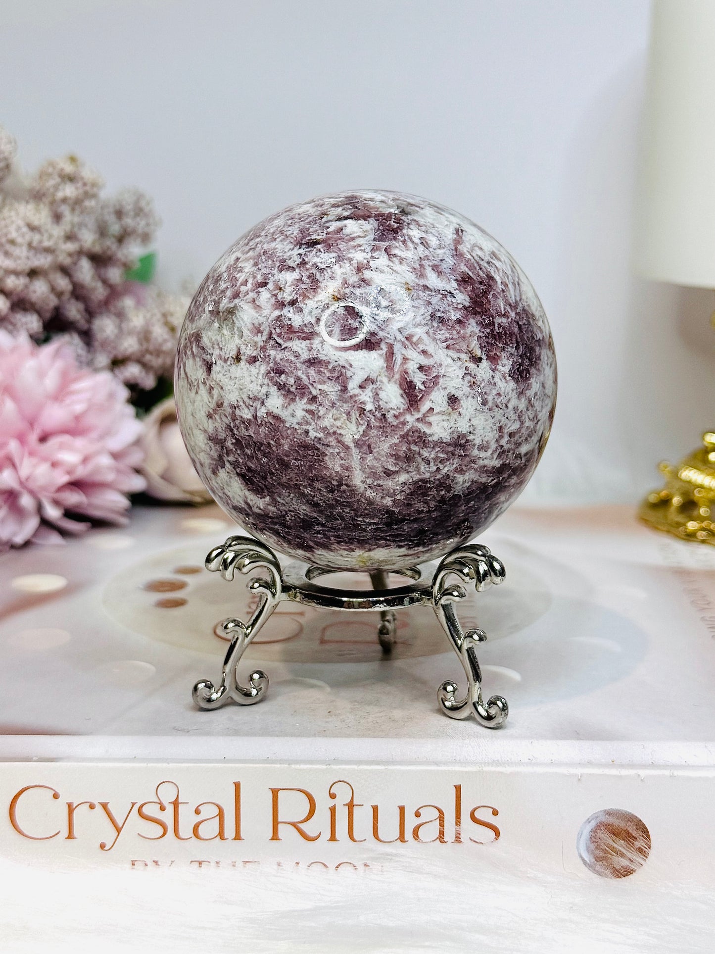 Large Pink Tourmaline Sphere on Stand 400g