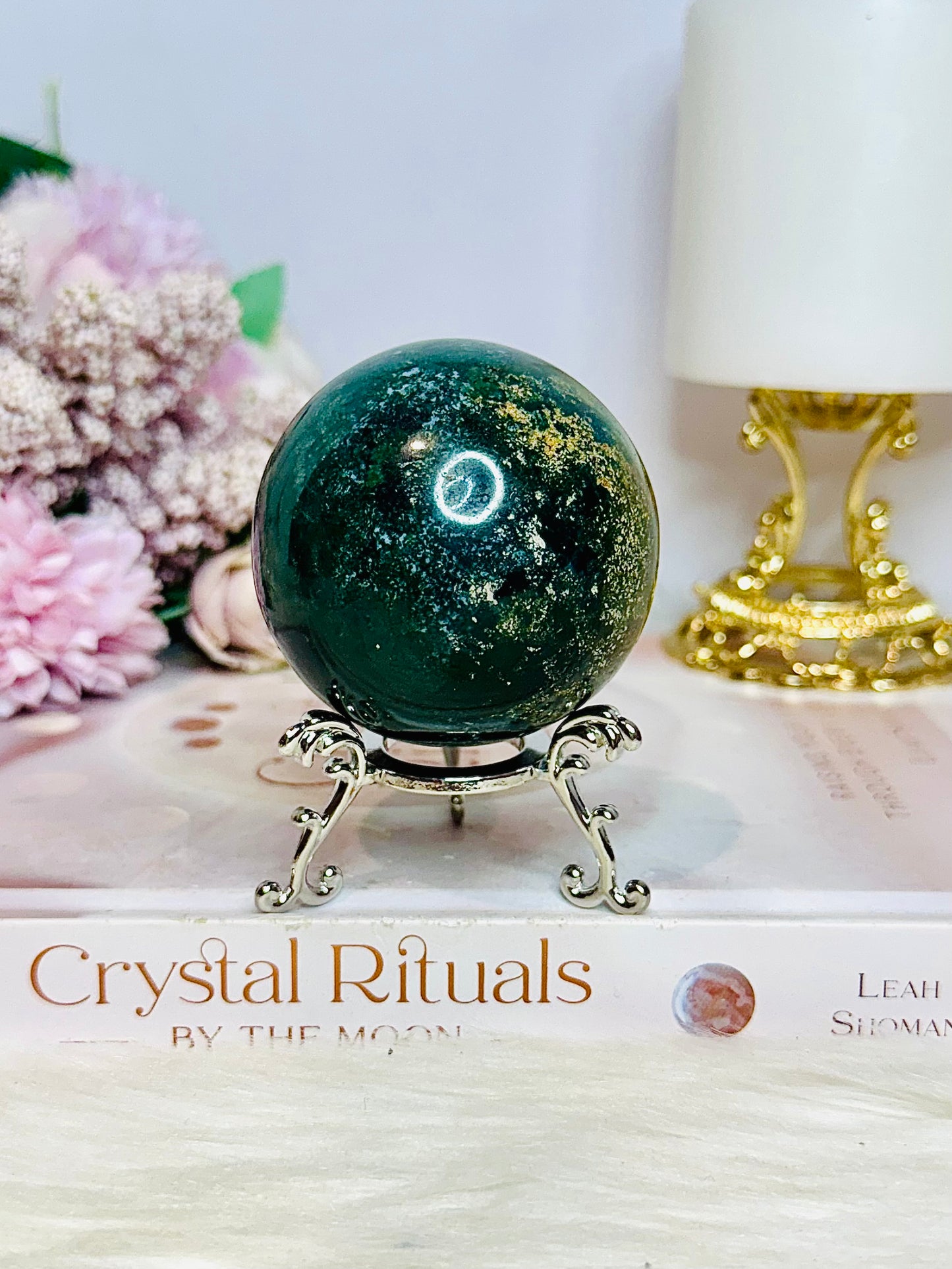 Green Ocean Jasper Sphere on Stand 255g