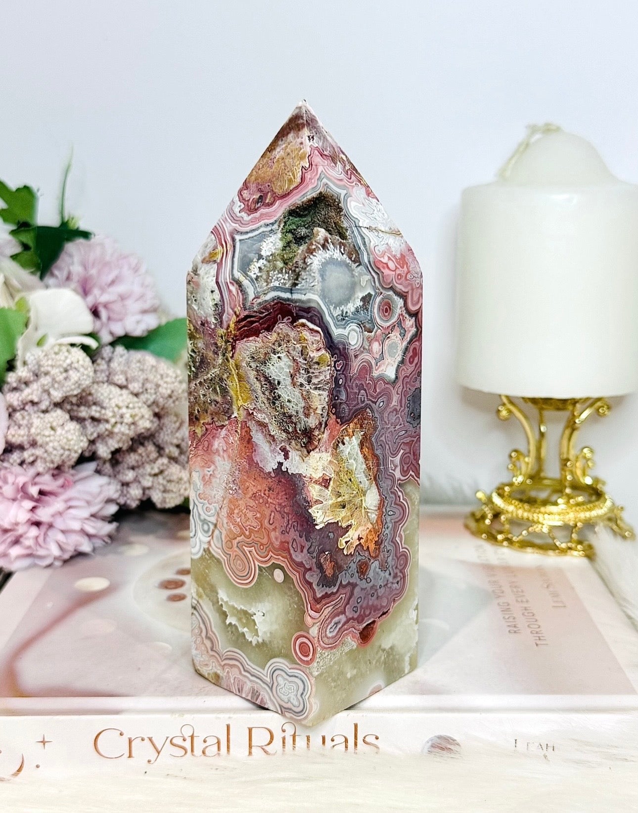 Large Mexican Lace Agate Chunky Tower 16cm