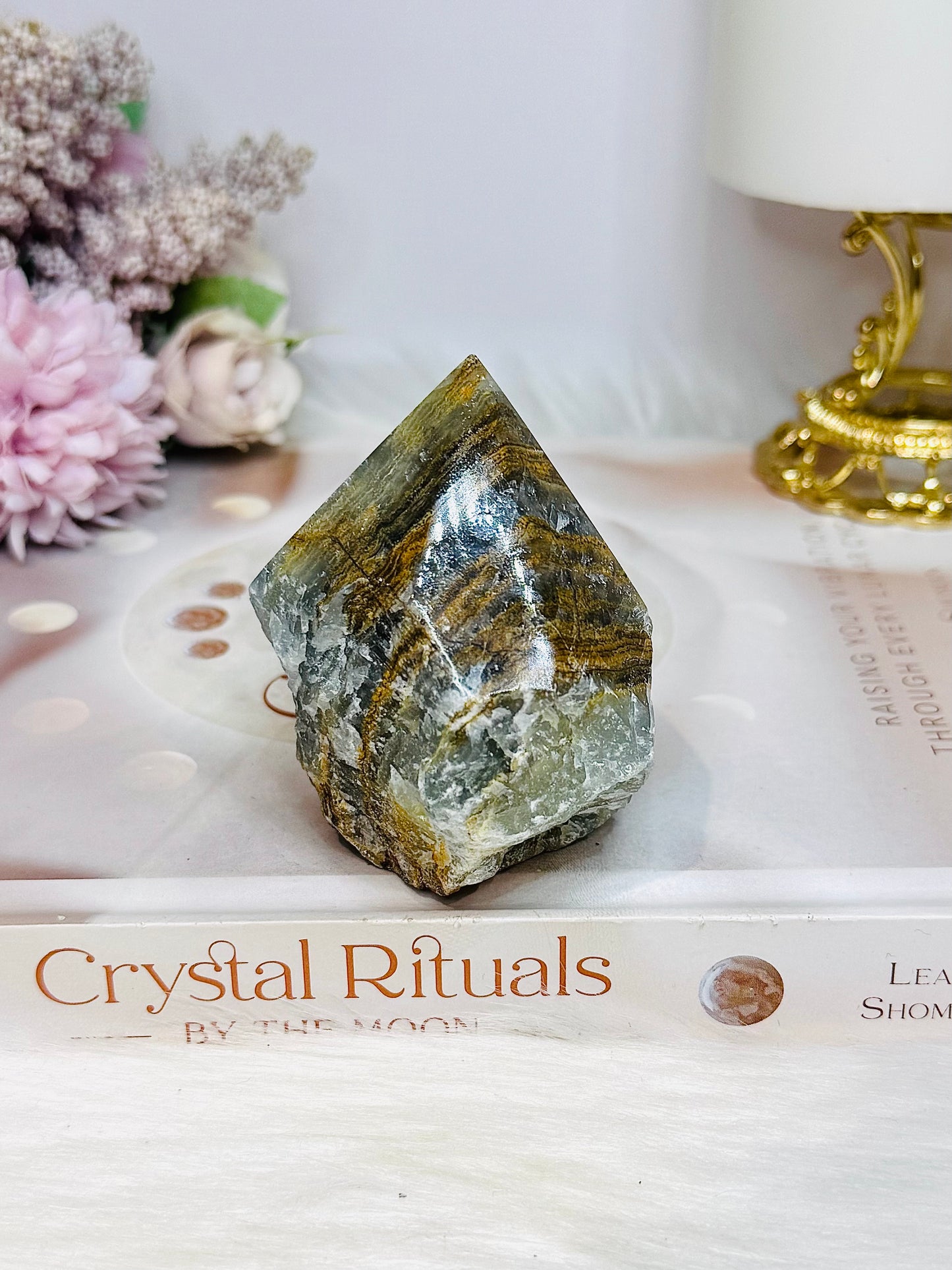 Natural Blue Onyx | Banded Calcite Rough Polished Top 221g