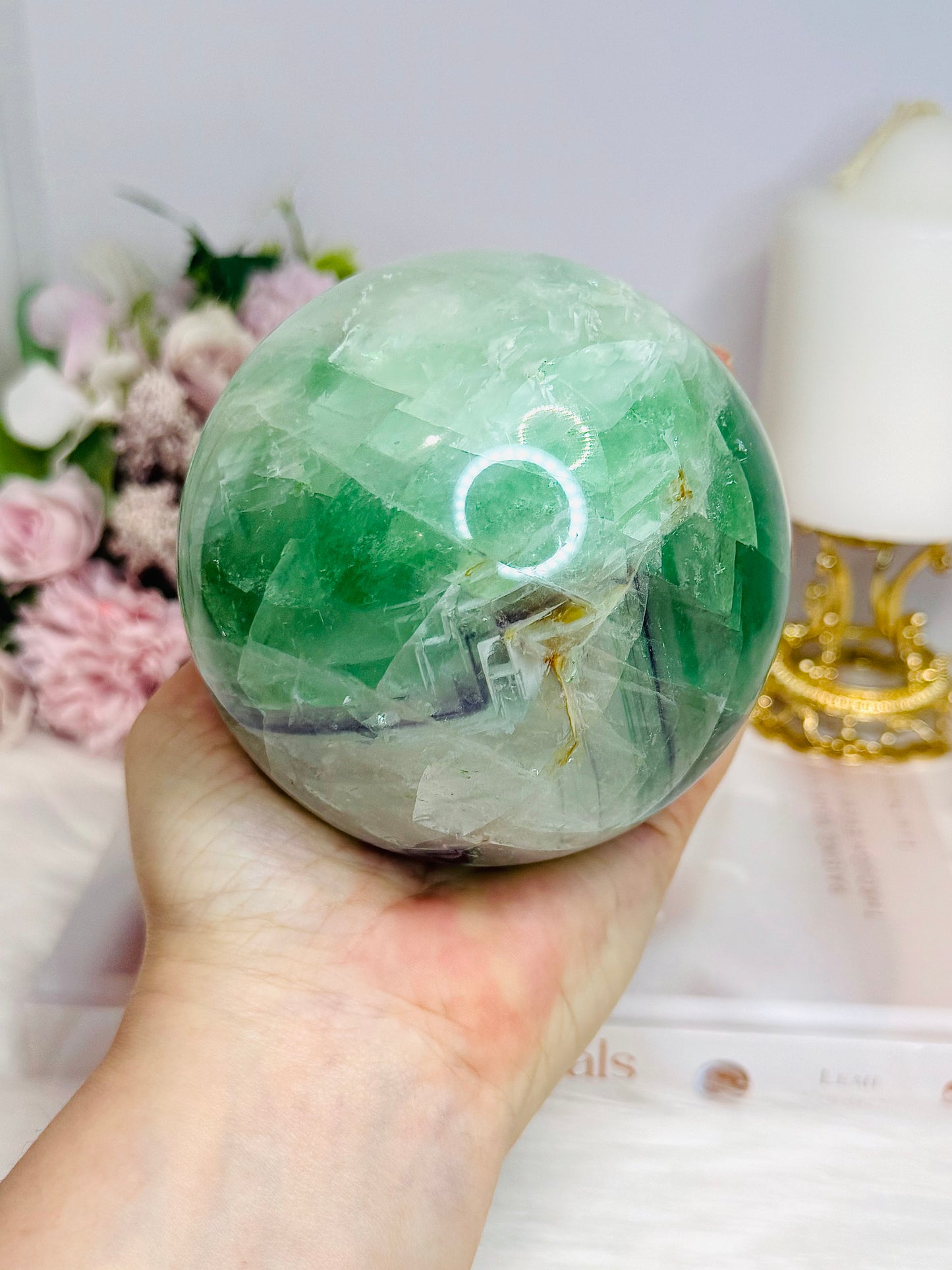 Large Green Fluorite Sphere on Stand 1.45KG