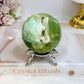 Green Calcite Druzy Sphere on Stand 351g