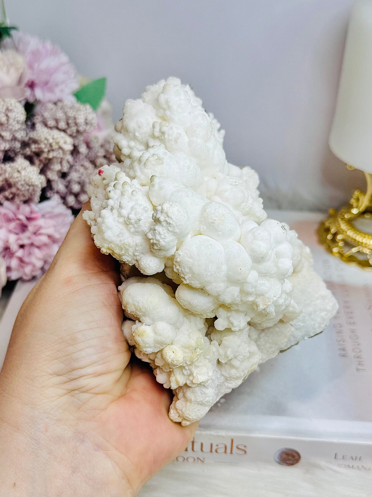Natural Large White Aragonite | Cave Calcite Cluster Specimen 11cm 587g