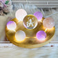 Feminine Energy ~ Large Light Stand 20cm with Glass Fairy Sphere, 3 Amethyst Spheres, Rose Quartz Sphere & 2 Pink Amethyst Spheres