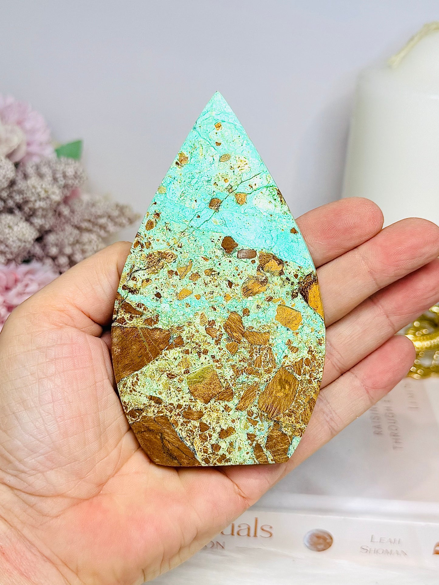 Variscite Carved Flame 11cm