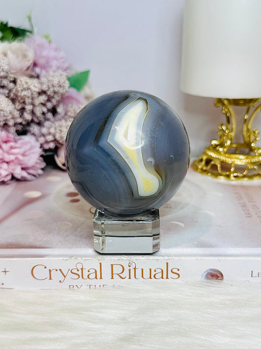 Large Agate Sphere On Stand 381g