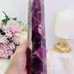 Fabulous Tall 23.5cm 968gram Purple Fluorite Tower with Rainbows