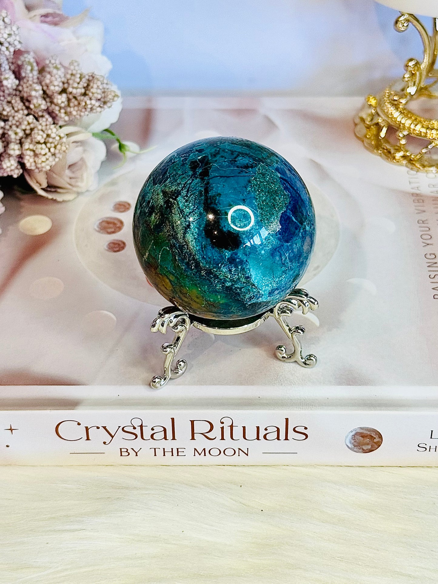 Absolutely Incredible High Grade Chrysocolla Sphere on Stand 6.5cm