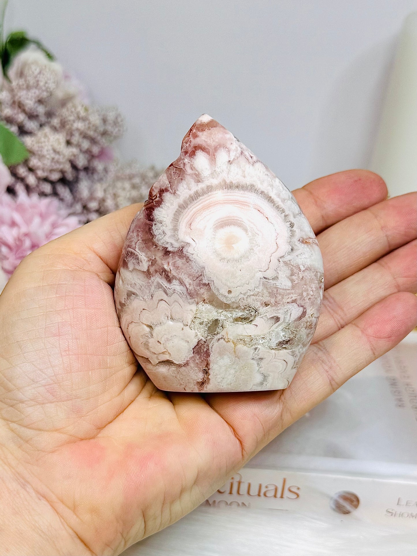 High Grade Druzy Flower Agate Freeform 8cm