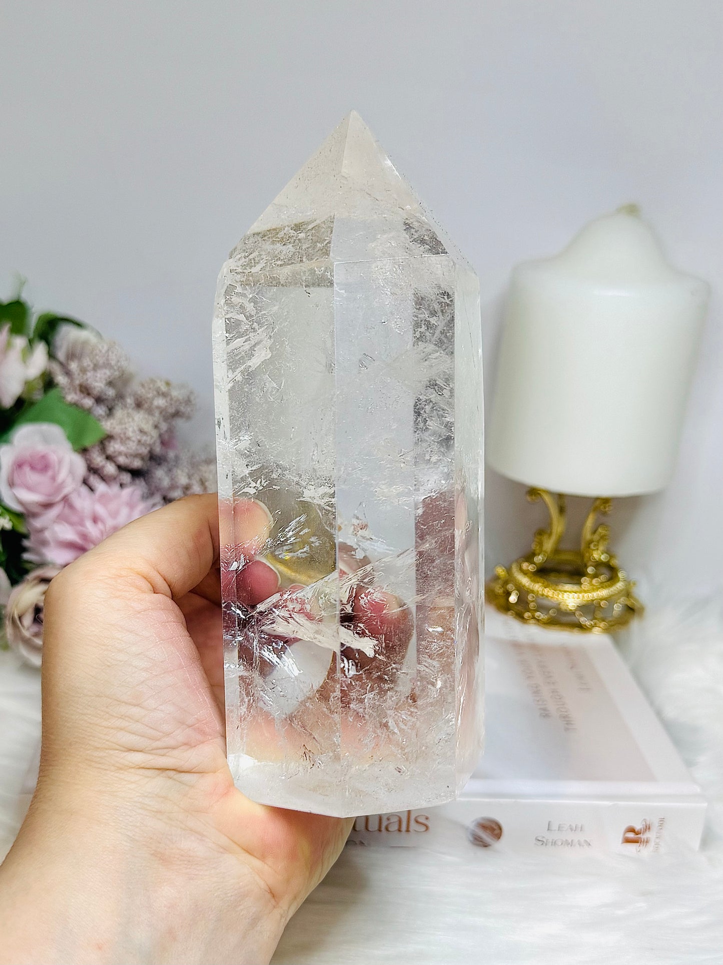 High Grade AAA Clear Quartz Large Chunky Tower From Brazil 15.5cm 956g