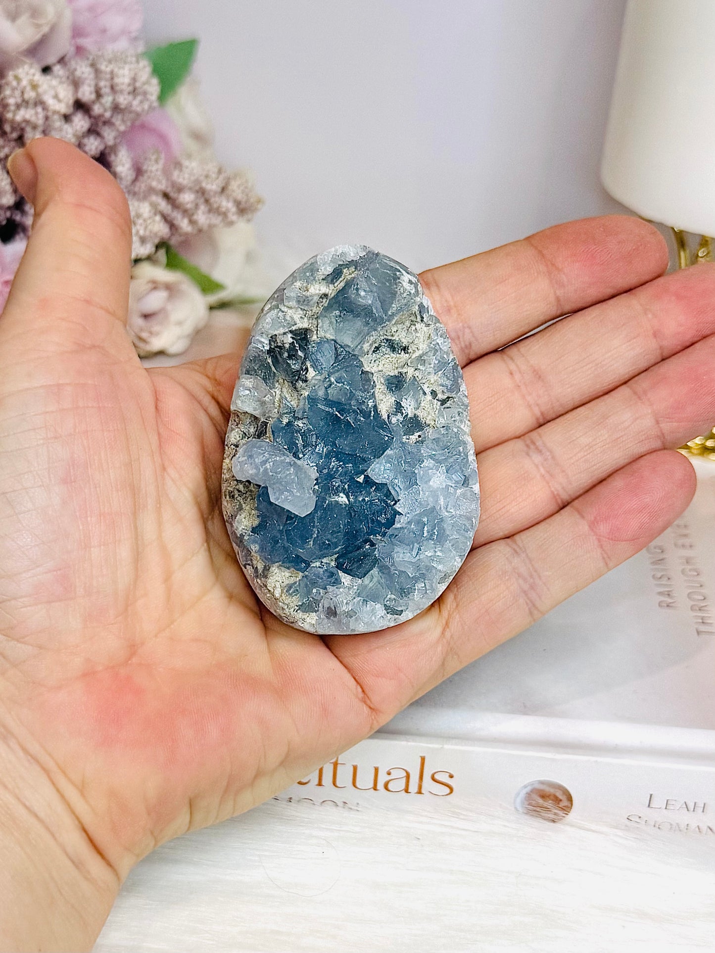 Blue Celestite Crystal Egg 7cm