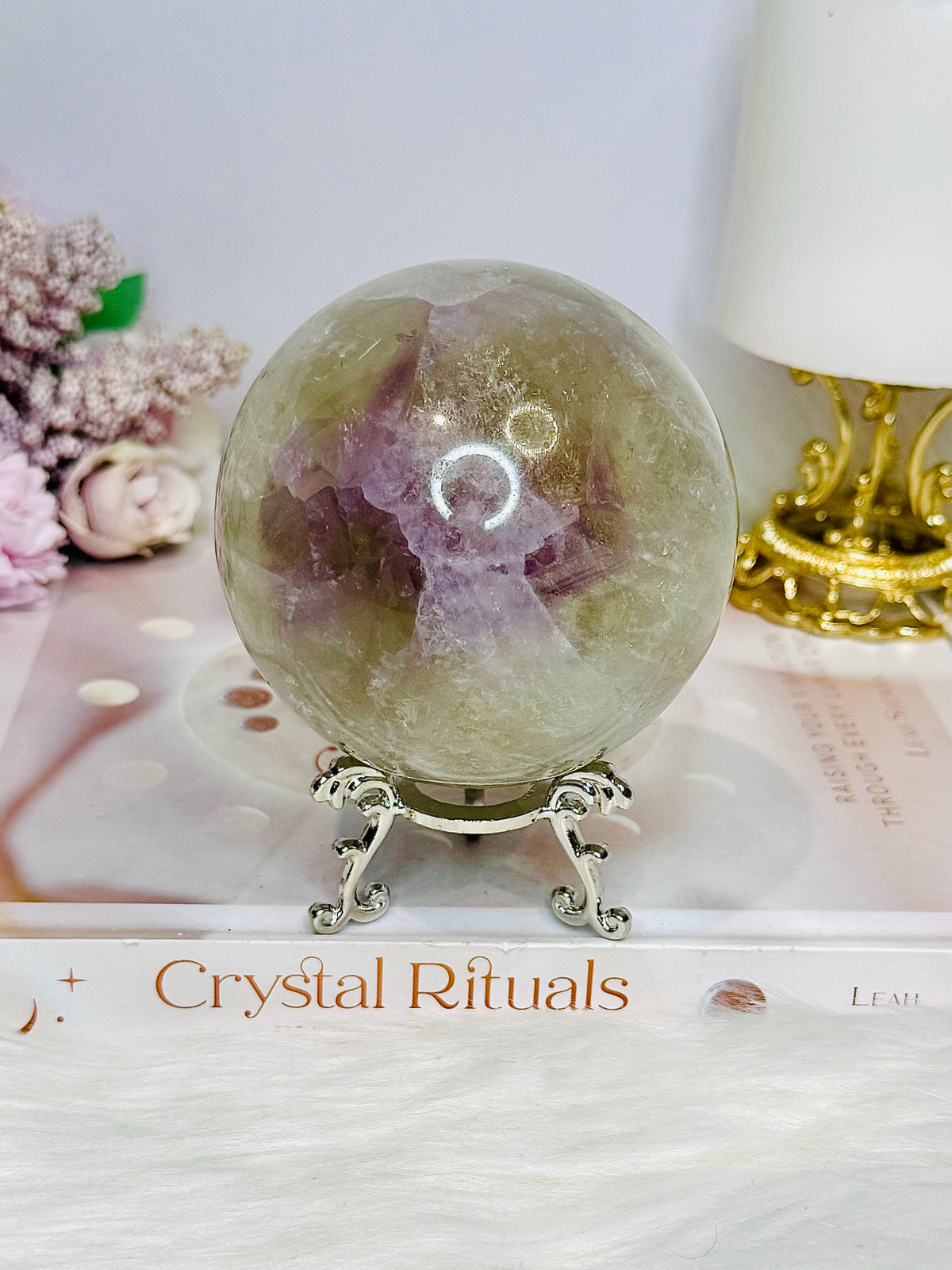 Large High Grade Agate Sphere with Rainbows on Stand 733g