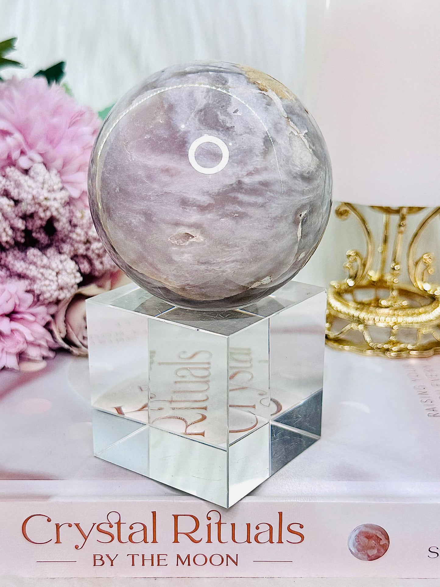 So Unique!! Divine Large 408gram Pink Amethyst Sphere On Stand From Brazil (Glass stand in pic is display only)