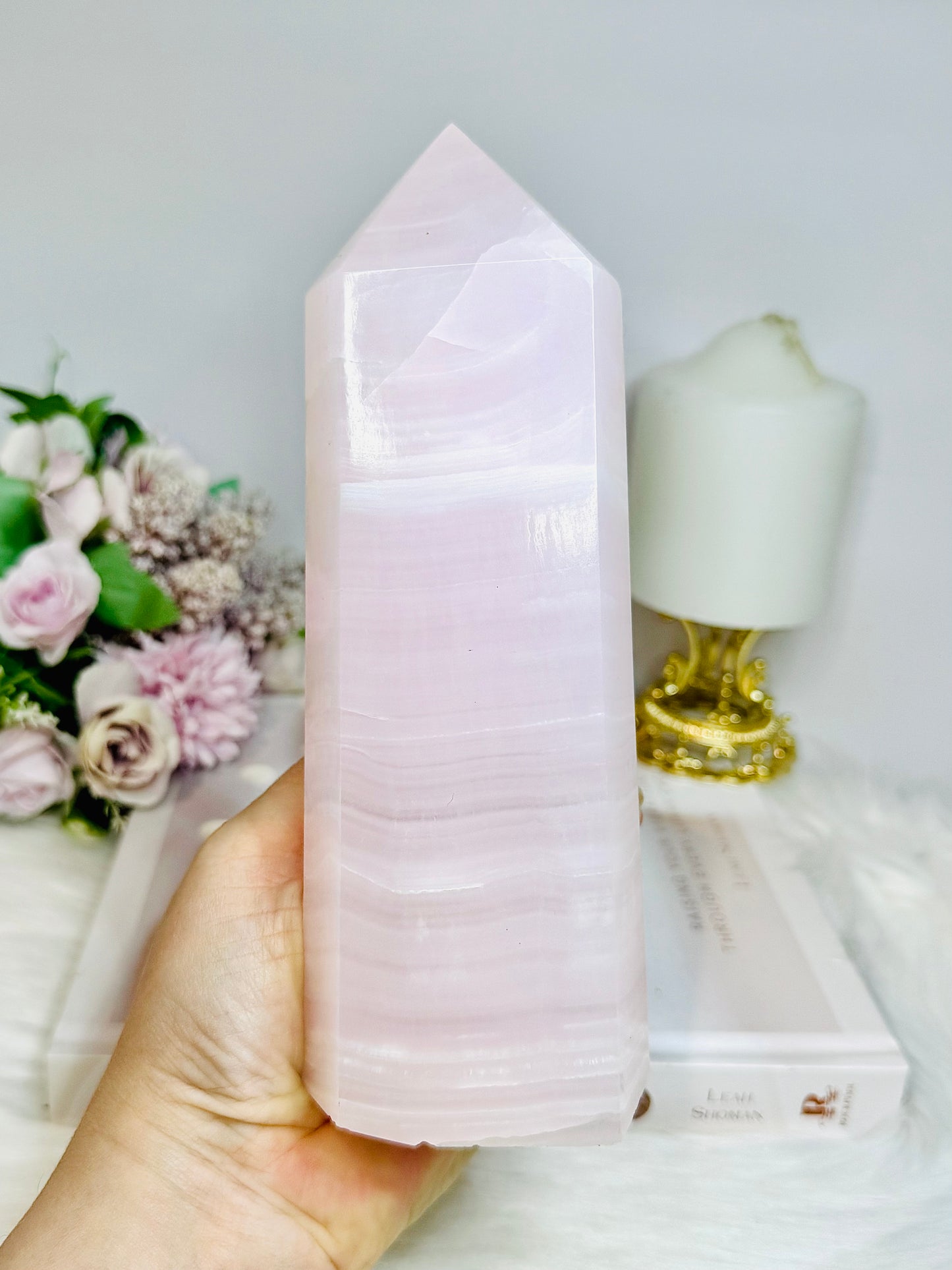 High Grade Large Pink Mangano Calcite (UV Reactive) Tower | Generator 19cm 1.2KG