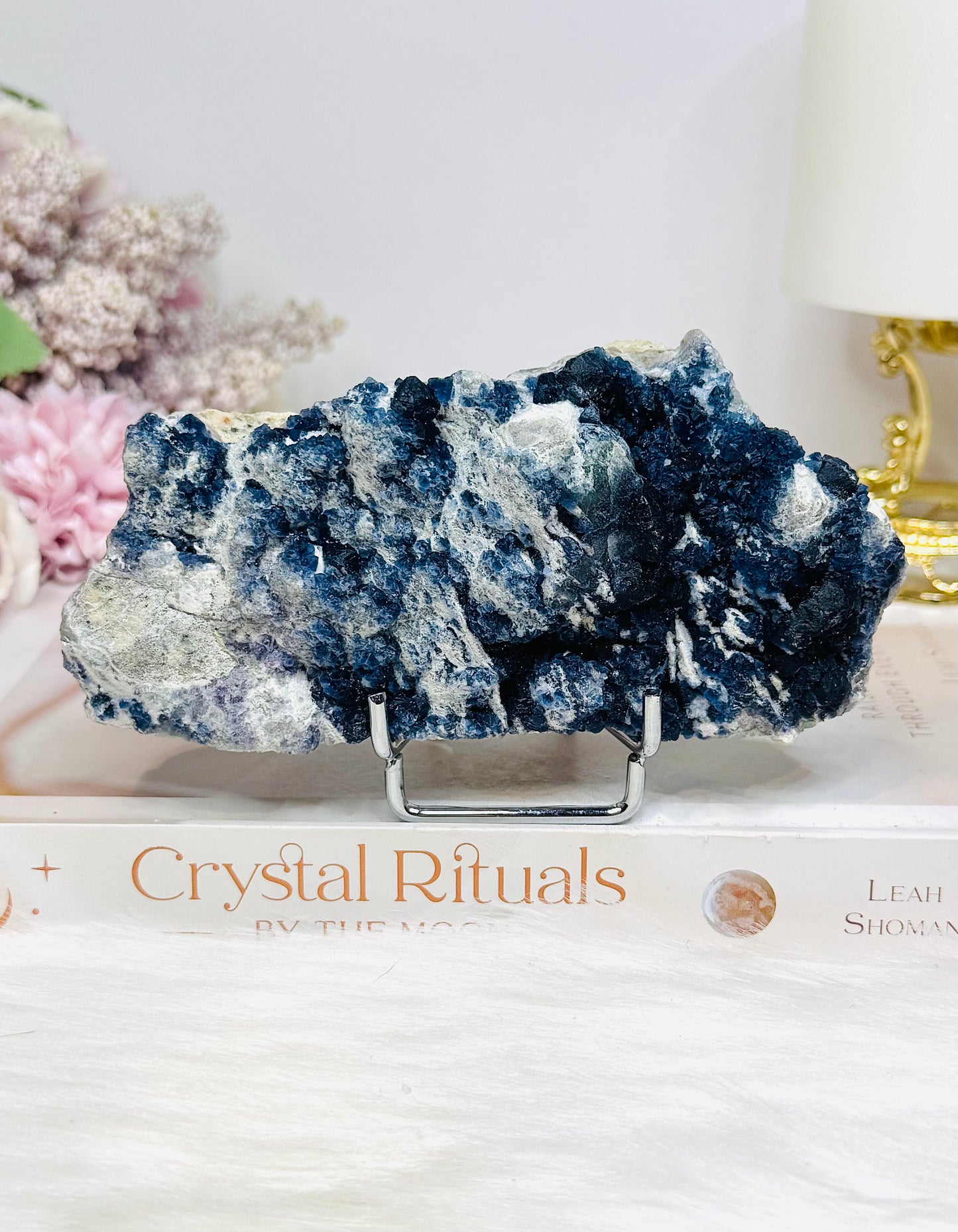 Rare Blueberry Fluorite Specimen on Stand 305g 12.5cm