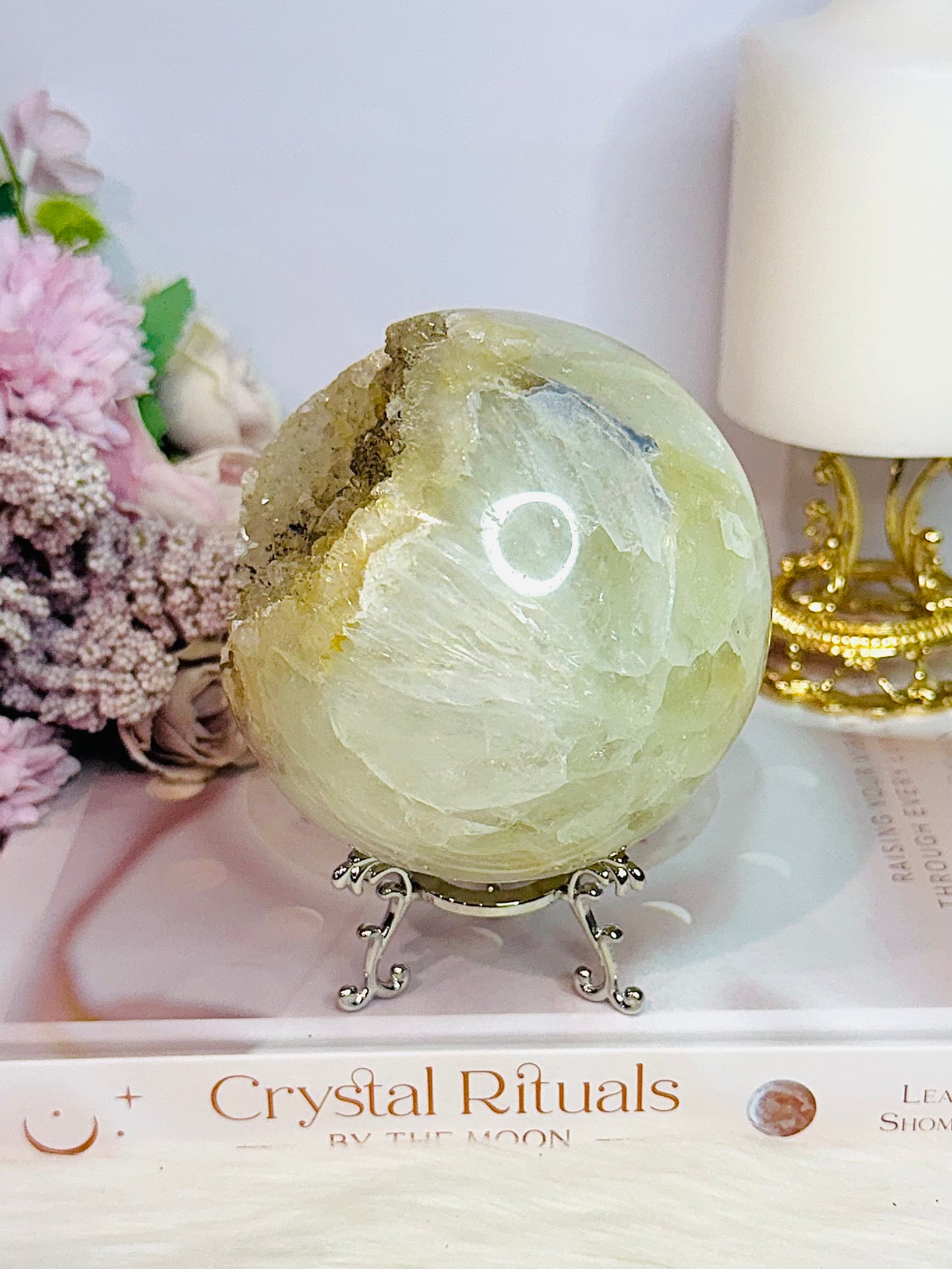 WOW!!!!! Huge 9cm 951gram Gorgeous Druzy Agate Sphere On Stand