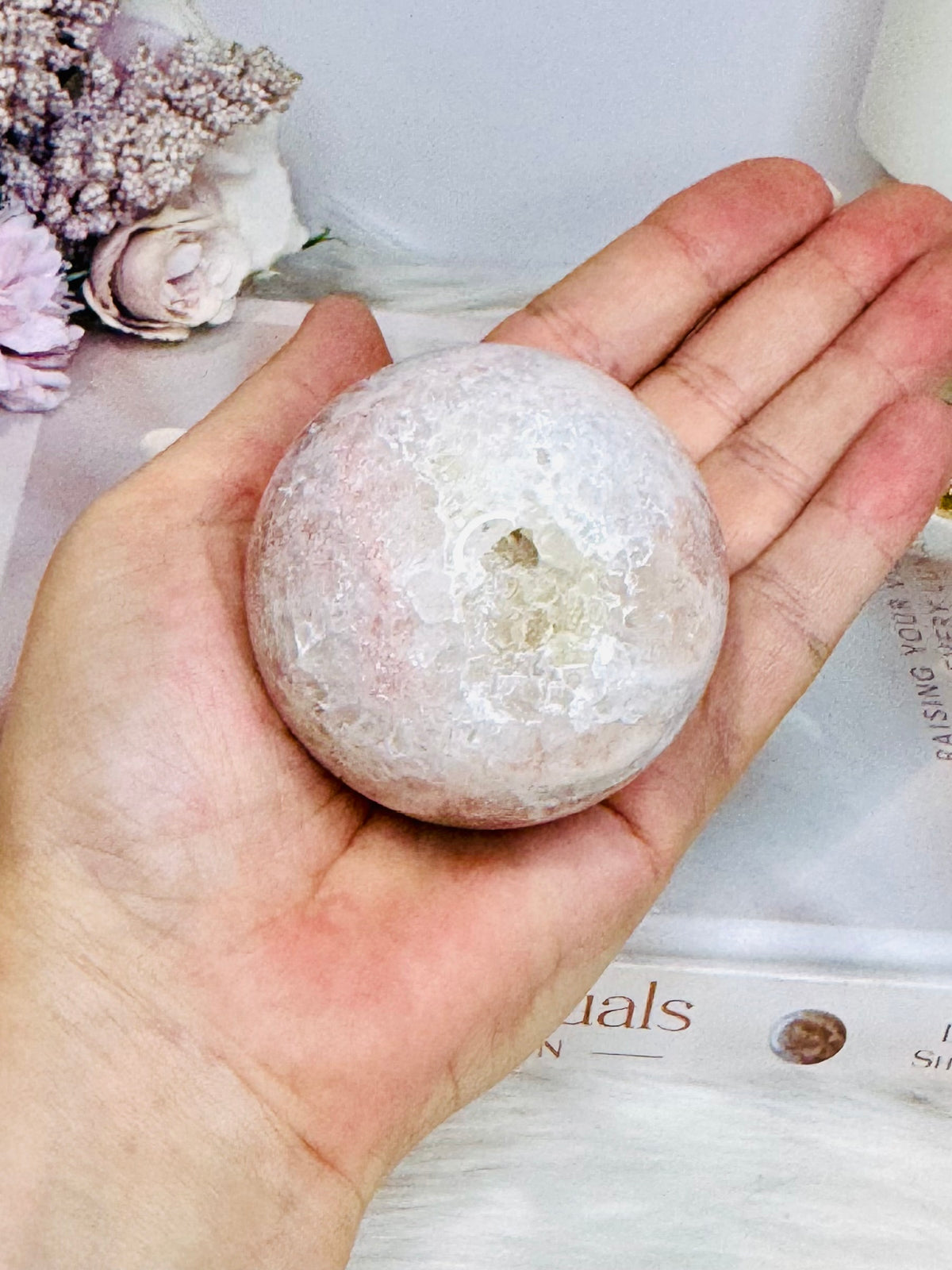 Druzy Pink Amethyst Sphere on Stand 285g