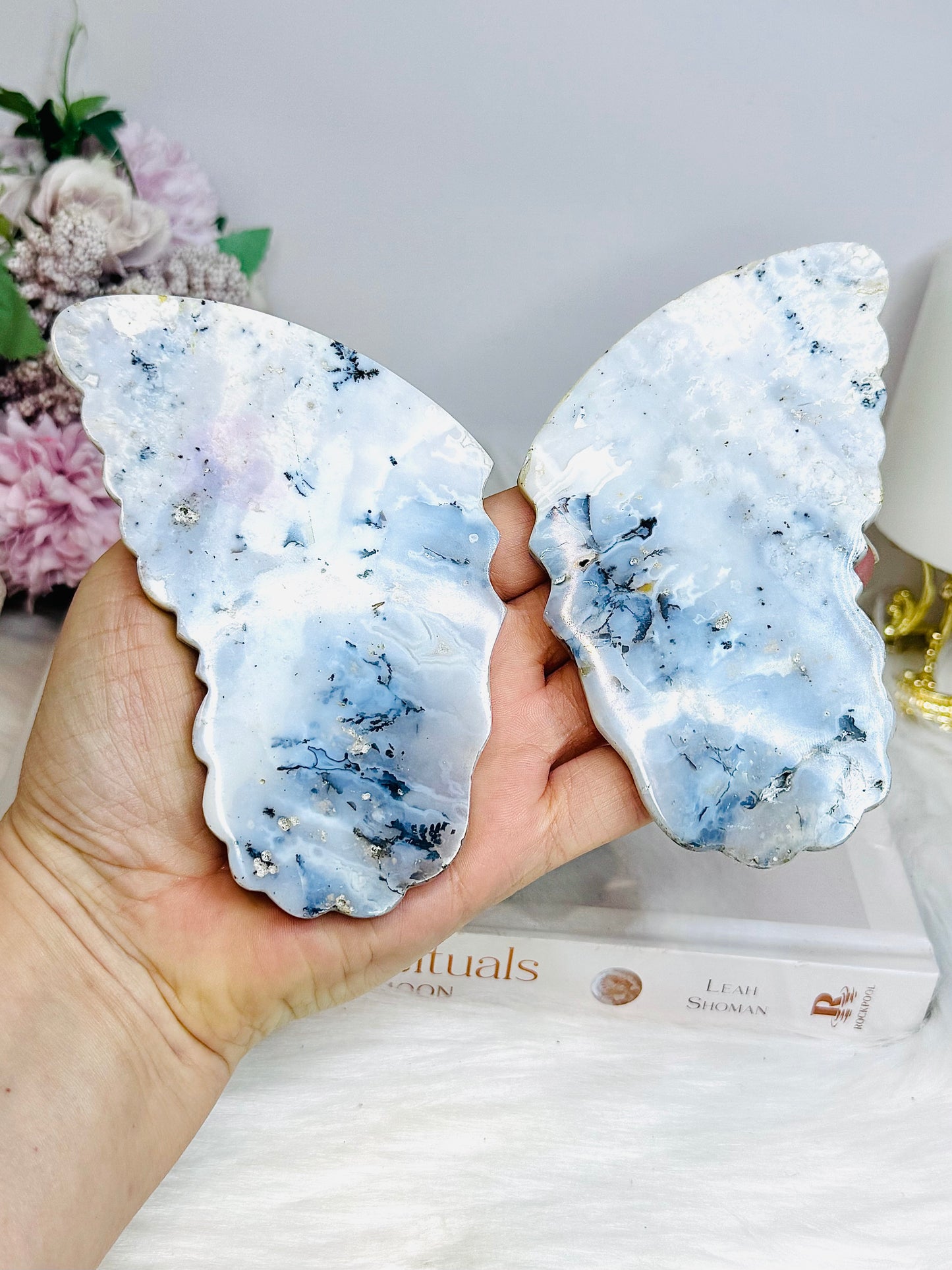 Dentrictic Opal Butterfly Wings on Stands 13cm