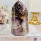 Sacred Rare Stone ~ Divine Super Seven Carved Tower From Brazil with Rainbows 11.5cm 431grams