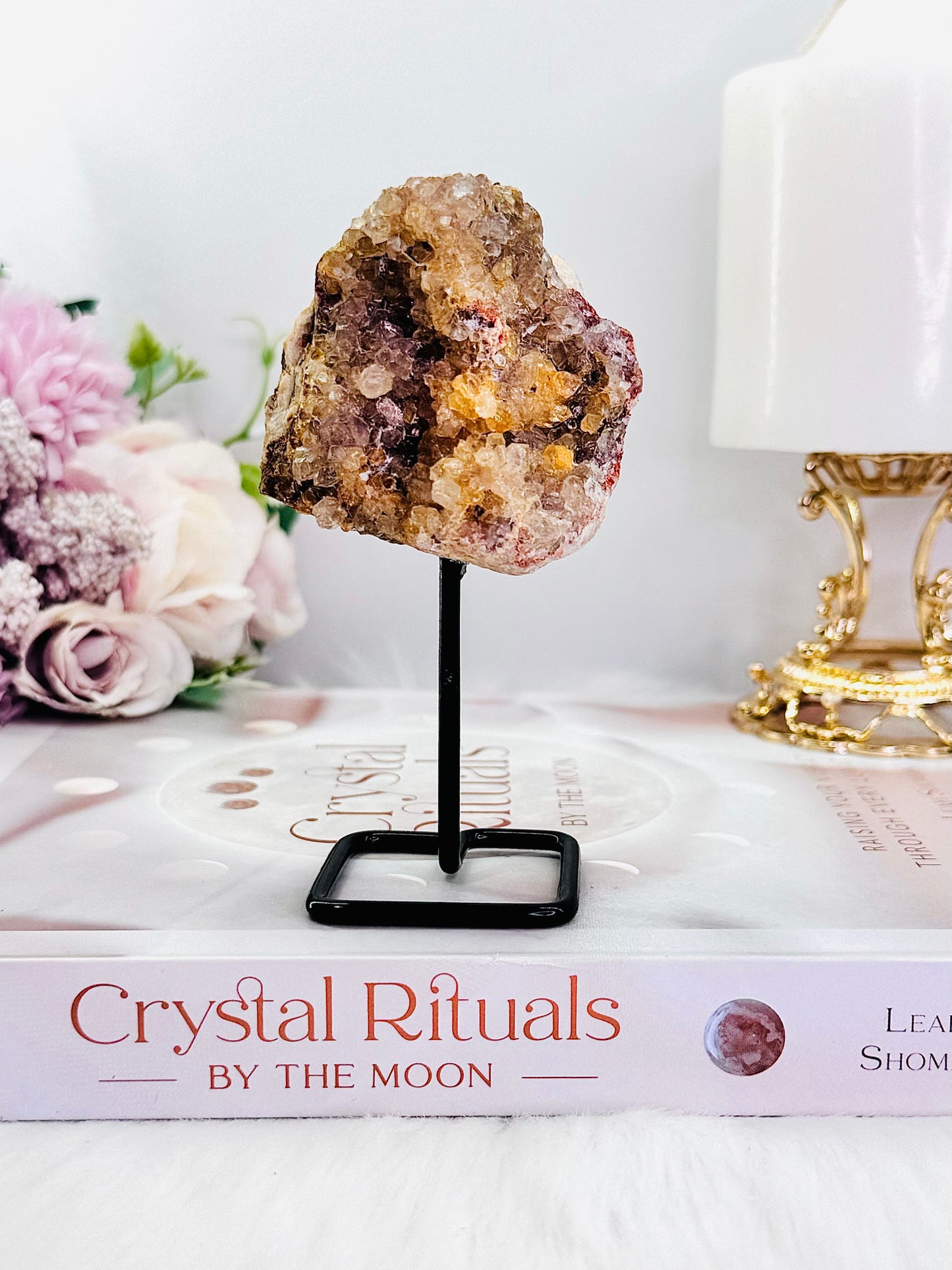 Soothe & Calm The Mind ~ Natural Pink Amethyst Geode On Stand From Brazil 12cm