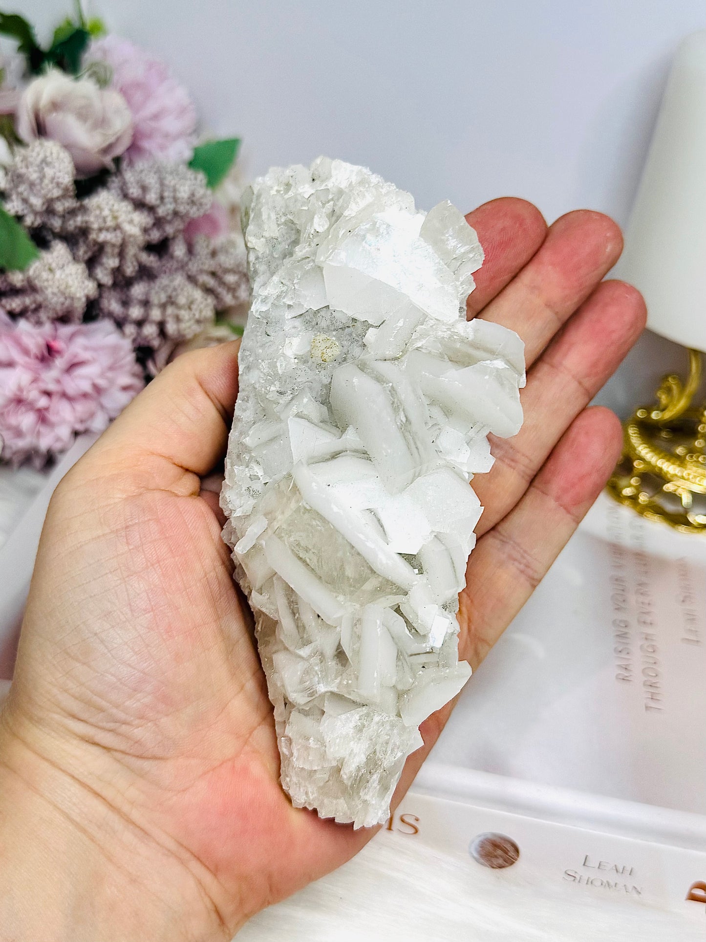 White Sandwich Calcite Specimen | Slab with Rainbows 12.5cm