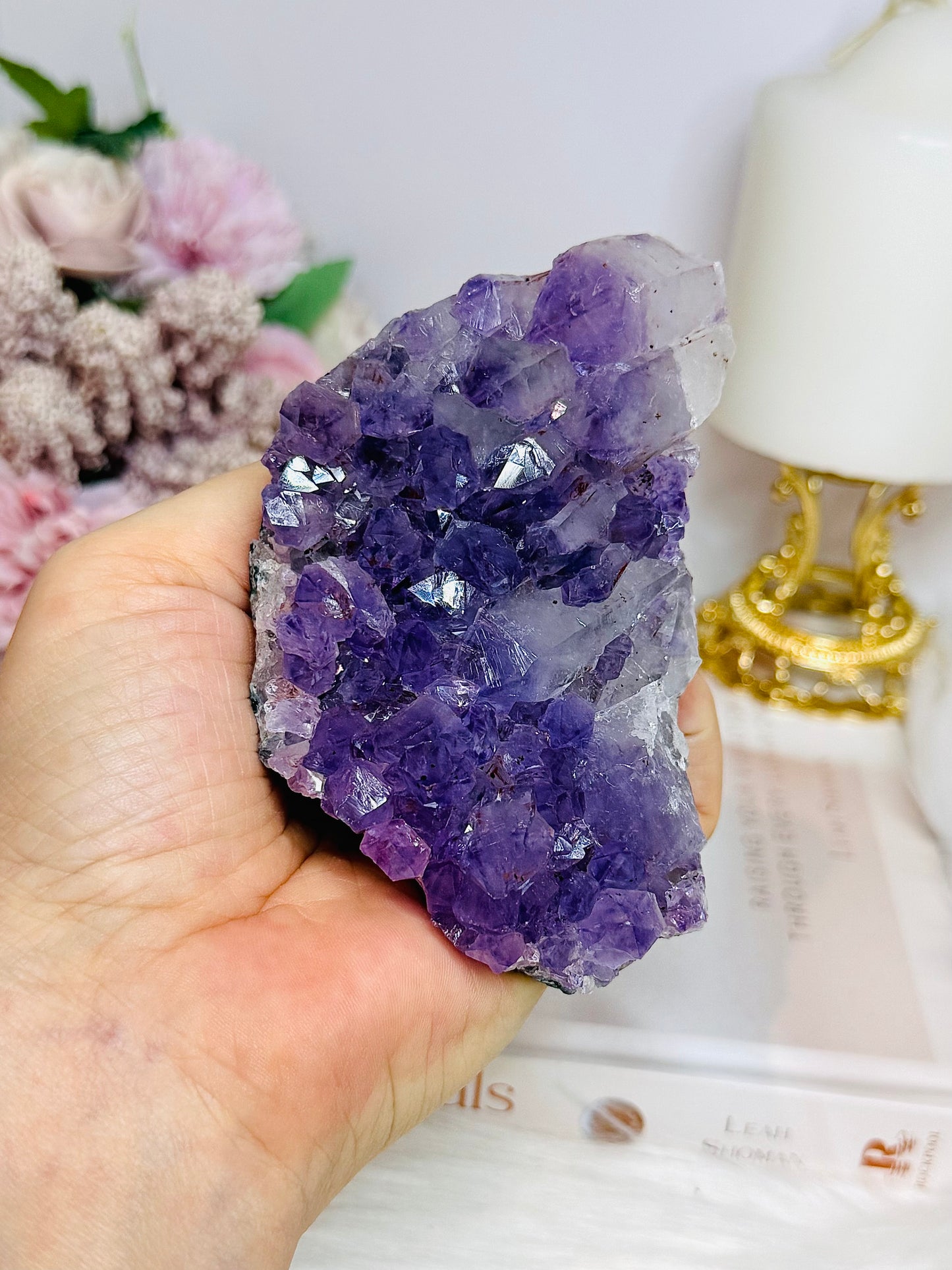 High Grade Amethyst Cluster Specimen 10.5cm On Stand