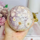 Rare Pink Amethyst X Flower Agate Large Sphere 890g On Stand