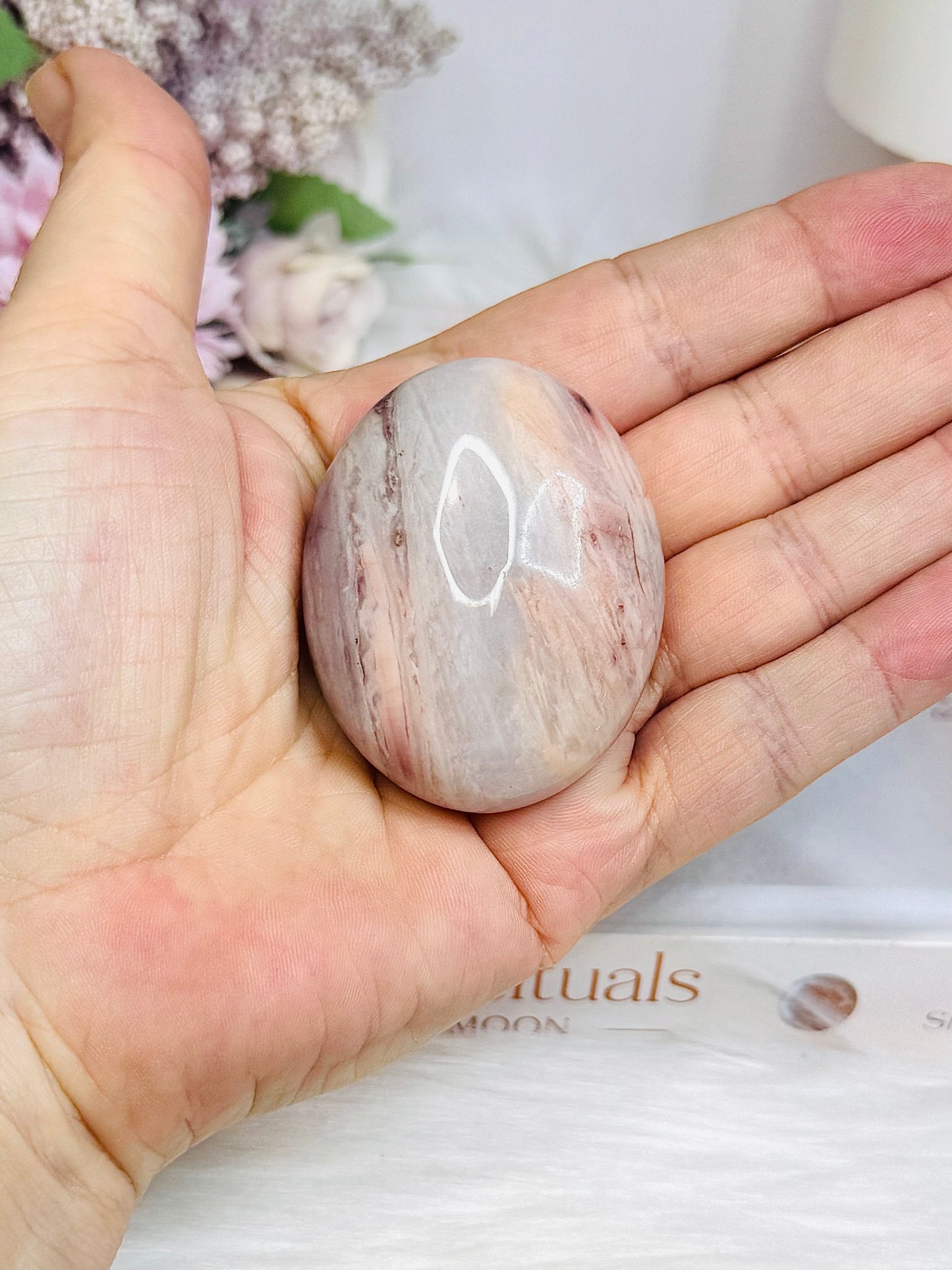 Pink Aragonite Palm Stone