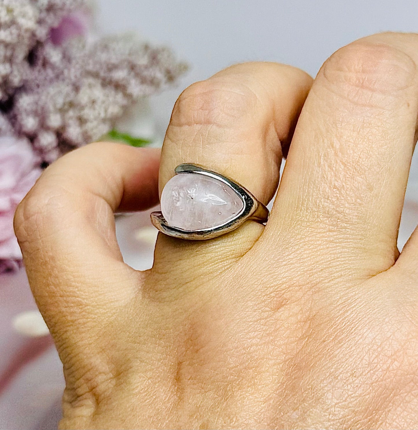 Sterling Silver Rose Quartz Ring Size 7
