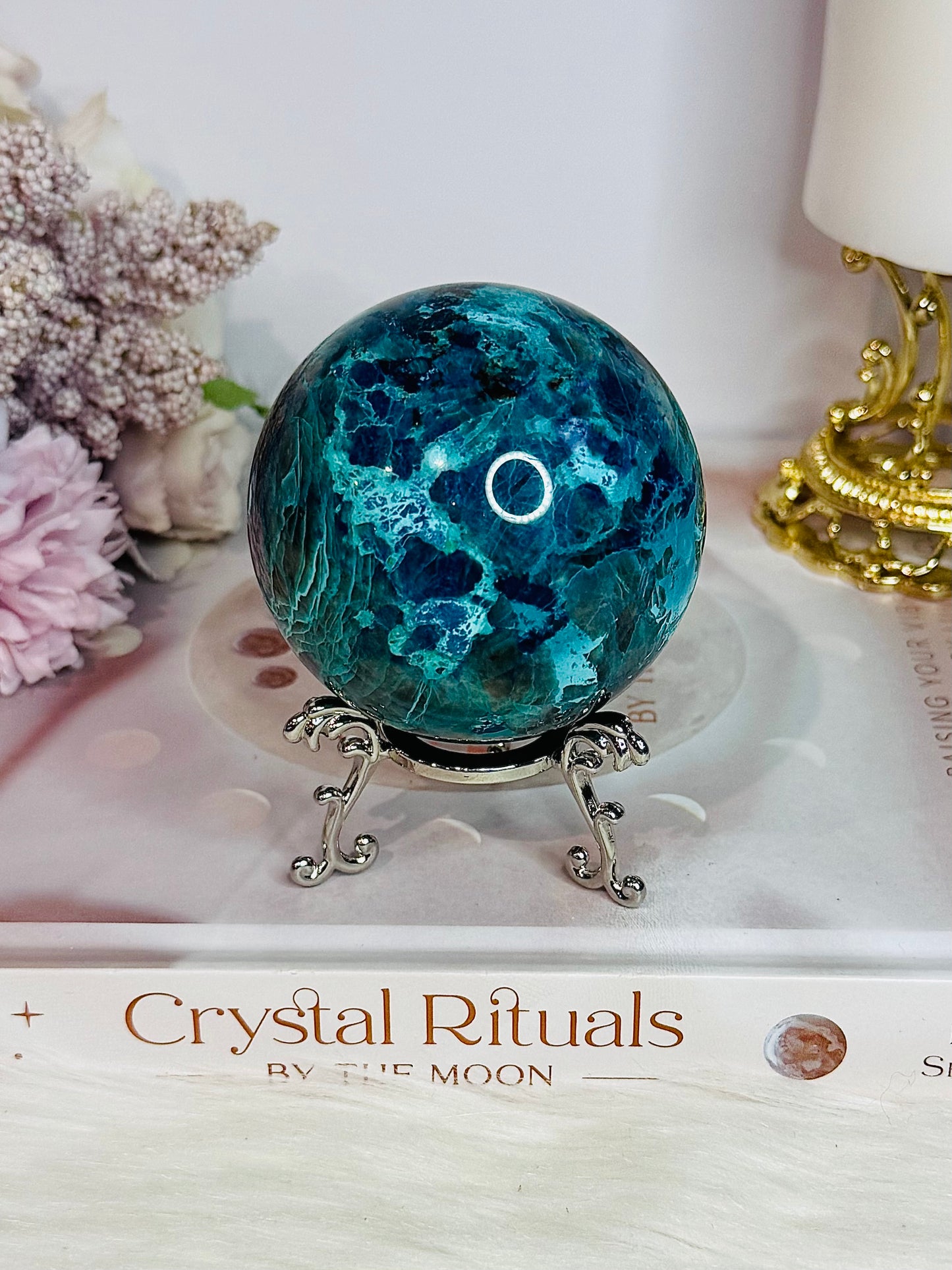 Absolutely Incredible High Grade Chrysocolla Sphere on Stand 339grams